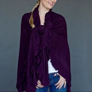 Beautiful plum-colored ruffled shawl -NWT